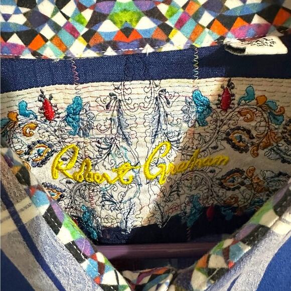 Robert Graham Alaska woven check print Casual Button Down Shirt XXL - Picture 7 of 15